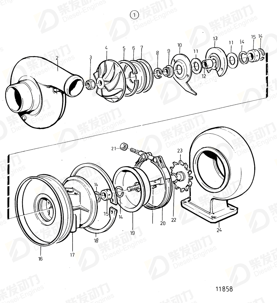 volvo penta Turbocharger 864992 Drawing